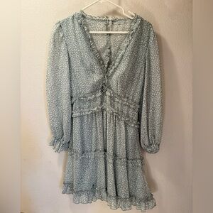 Elegant Sage Green Long Sleeve Dress